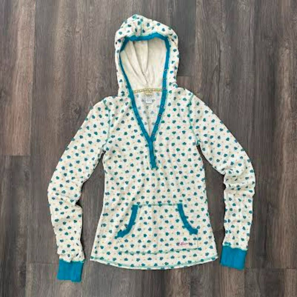 Vintage Billabong Long Sleeve Shirt Hooded 1/4 Button Henley Knit Slim Fit Large
